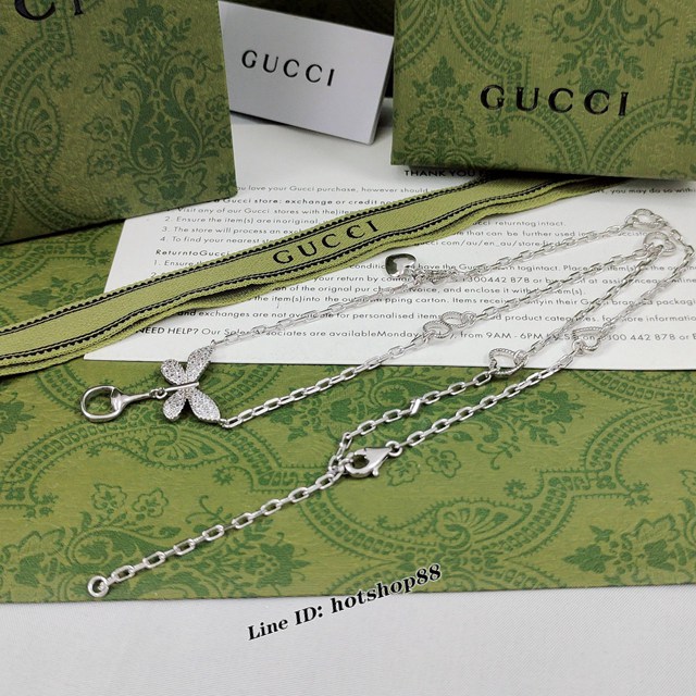 Gucci古奇專櫃爆款飾品古馳鑽蝴蝶項鏈 zgb2753